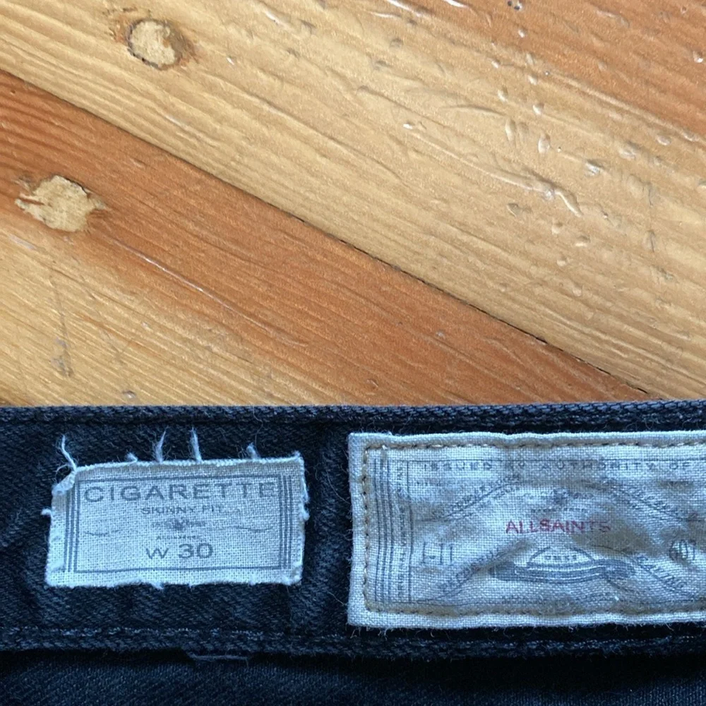 All Saints Mens Cigarette Skinny Fit Black Denim Jeans Size‎ 30